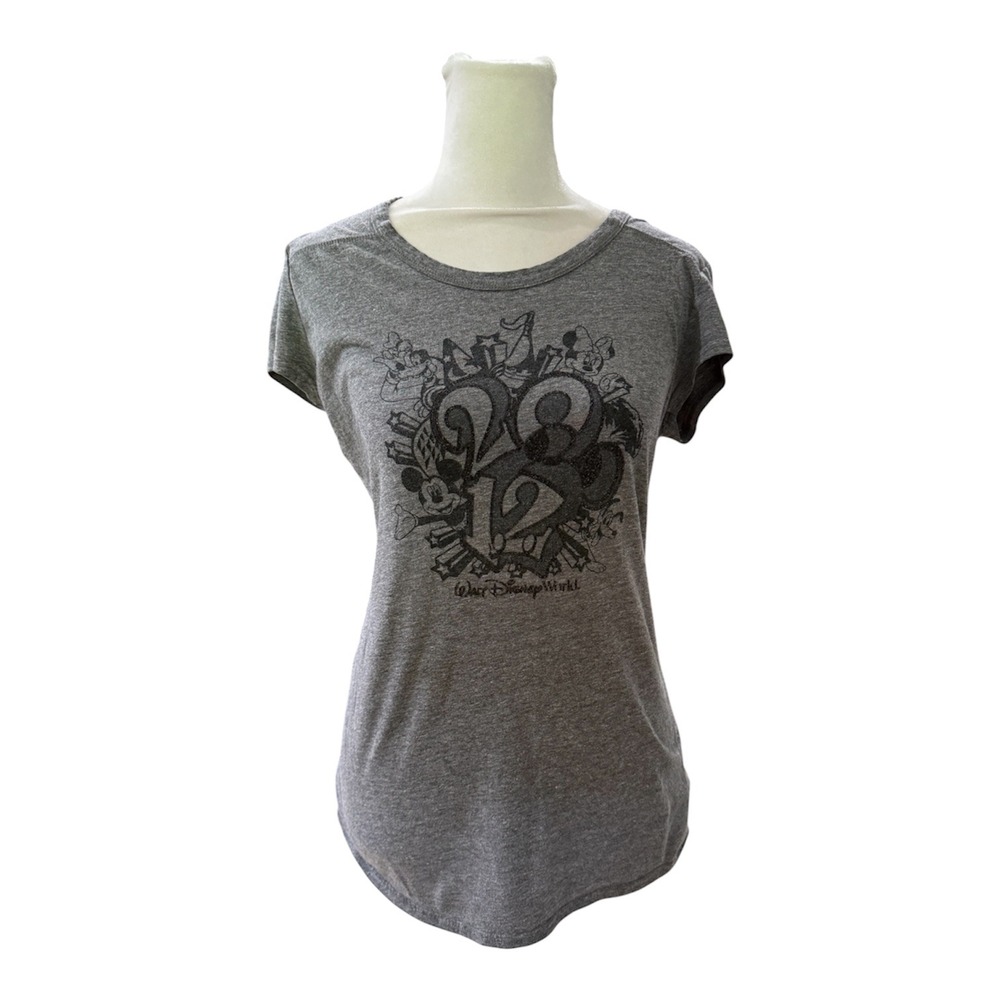 Disney Parks Walt Disney World 2012‎ Mickey Minnie Mouse Gray Glitter T-Shirt S